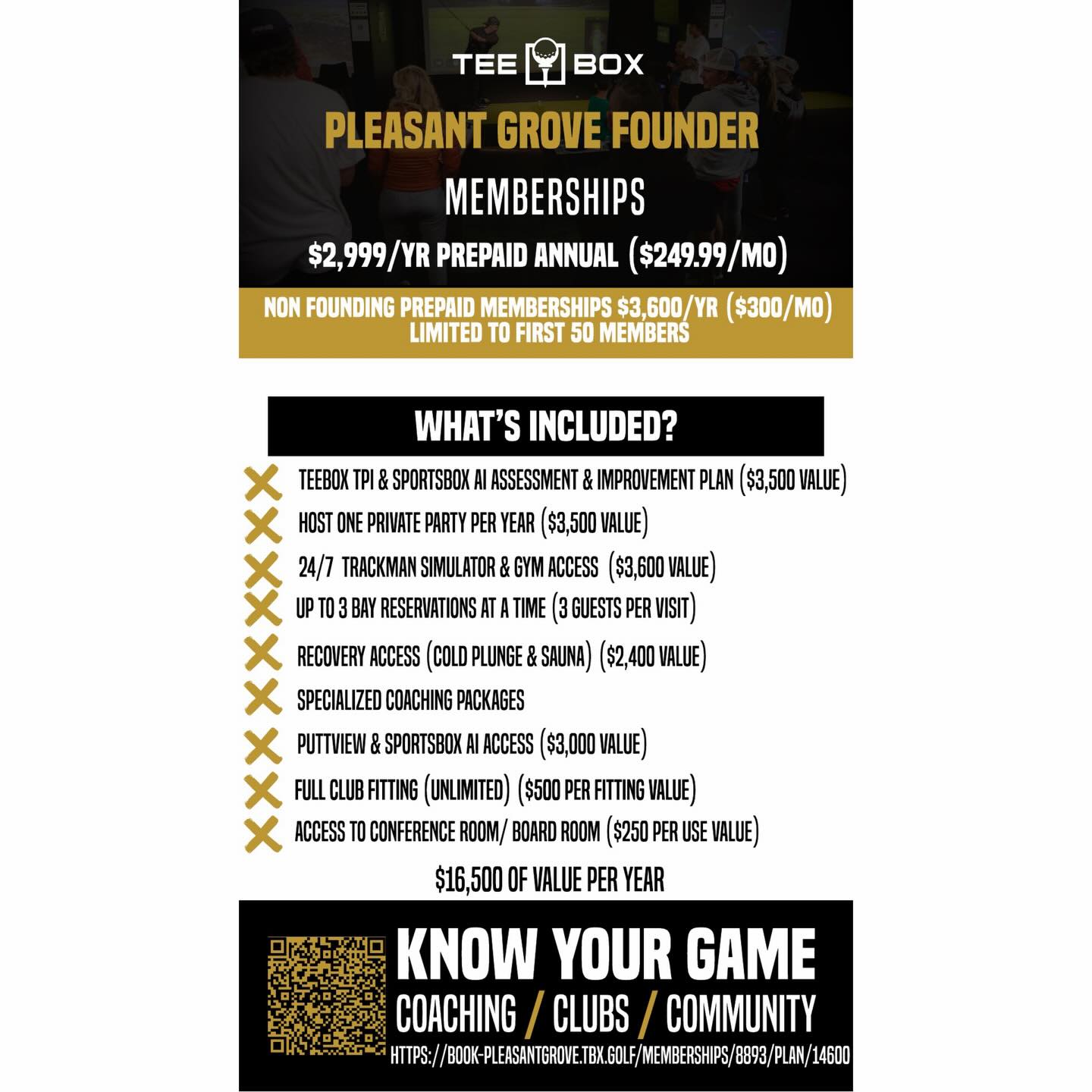 Big news! 🎉 We&rsquo;re officially offering Founding Memberships at TeeBox Pleasant Grove
Lock in exclusive pricing + early access before we open in early January.
Limited spots available! & once they&rsquo;re gone, they&rsquo;re gone.
Celebrate with us at our Grand Opening on January 23rd ⛳️

Link in bio for Individual and Corporate membership. 
Reach out to (385)293-3394 or DM here for any questions!