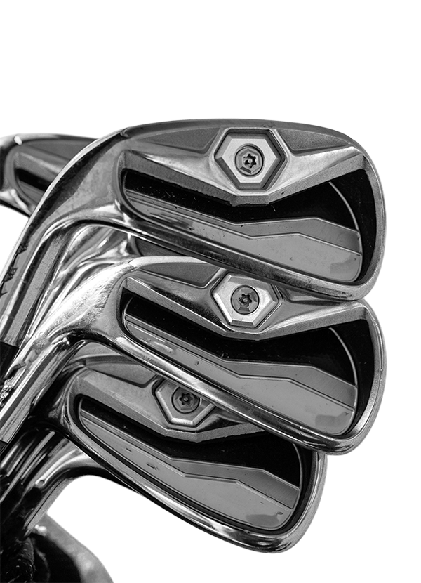 Tee Box Georgetown golf clubs black and white cutout.