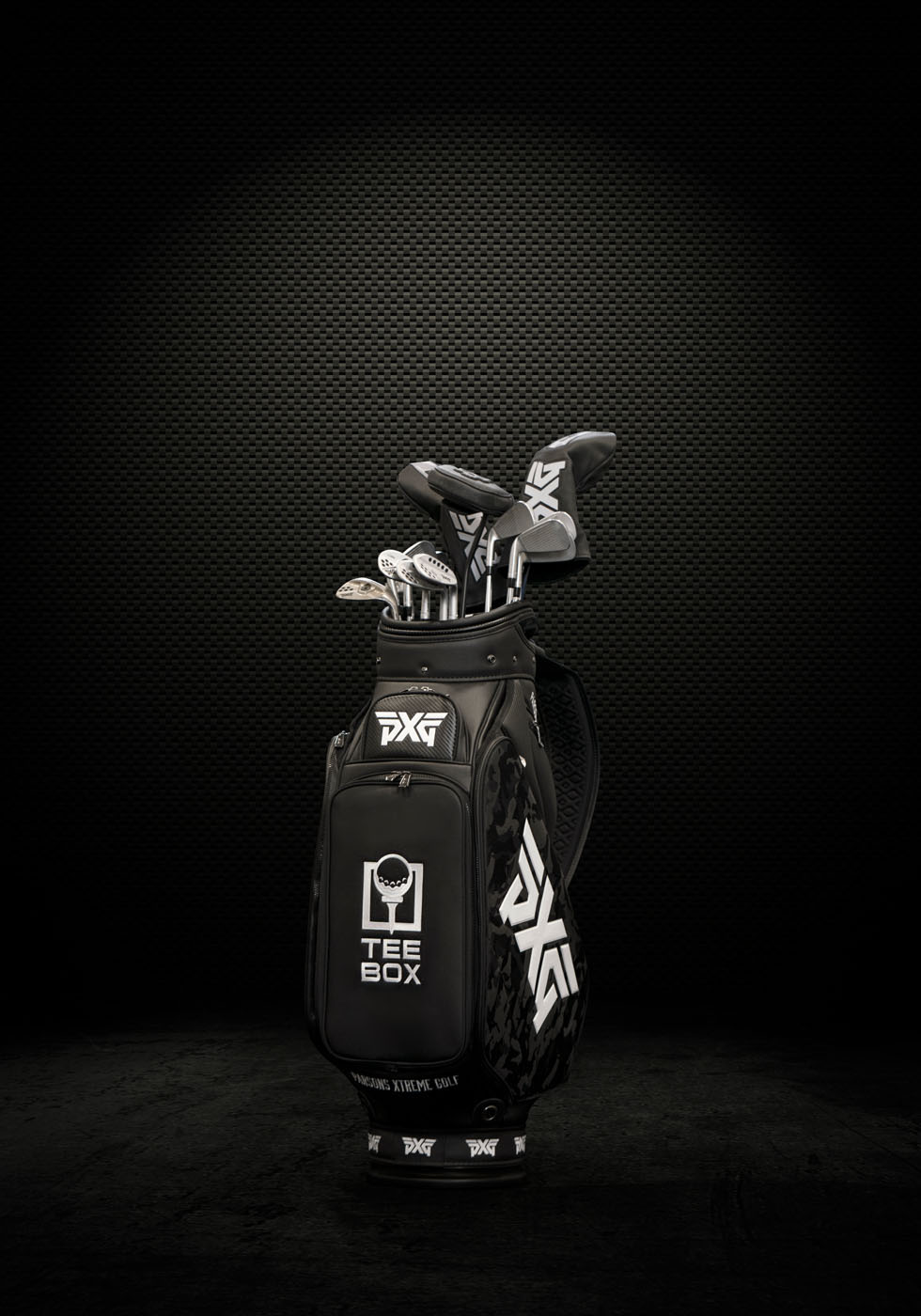 A golf bag at Tee Box.