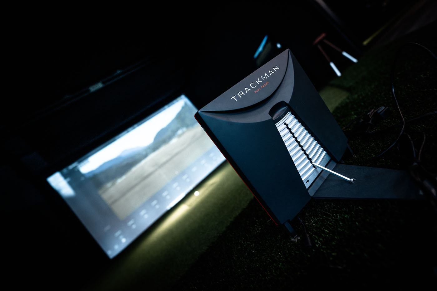 An image of Trackman Golf Simulators technology at Tee Box.