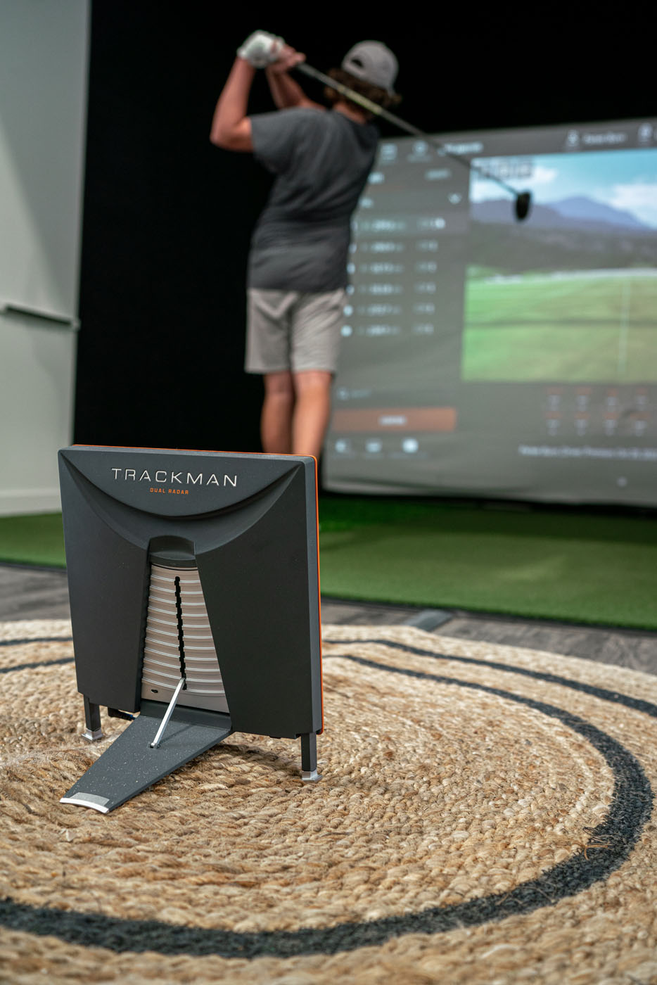 Trackman technology screen at Tee Box St. George, UT.